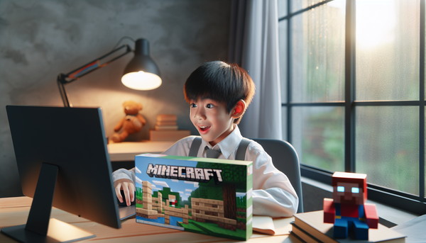 マインクラフトをプレイする子供